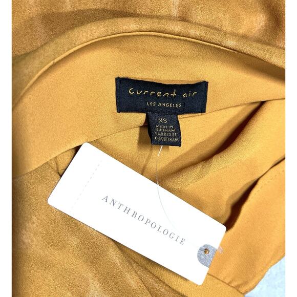 Anthropologie Current Air XS Tie Open Back Wrap Blouse Golden Leopard Print NWT - Picture 3 of 13